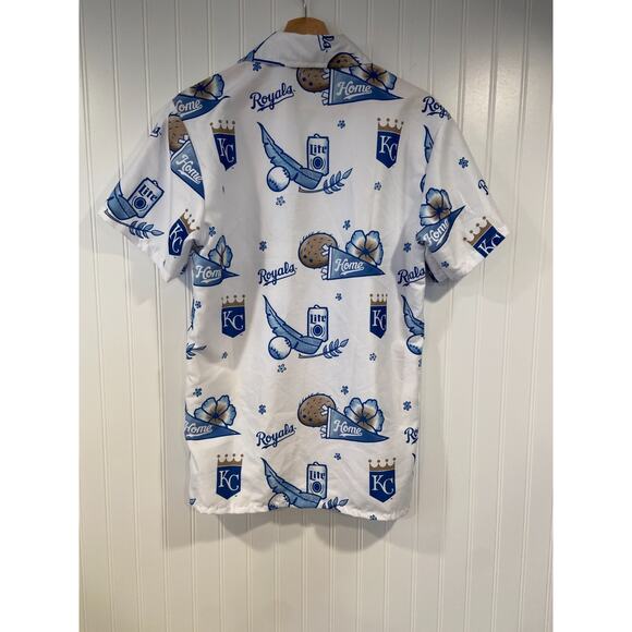 BWM Global Kansas City Royals Button Up Shirt Men's Medium Blue White - Picture 5 of 5